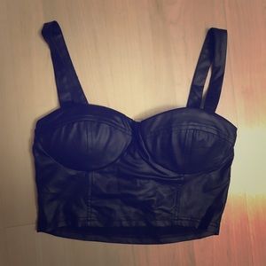 Faux leather bralette